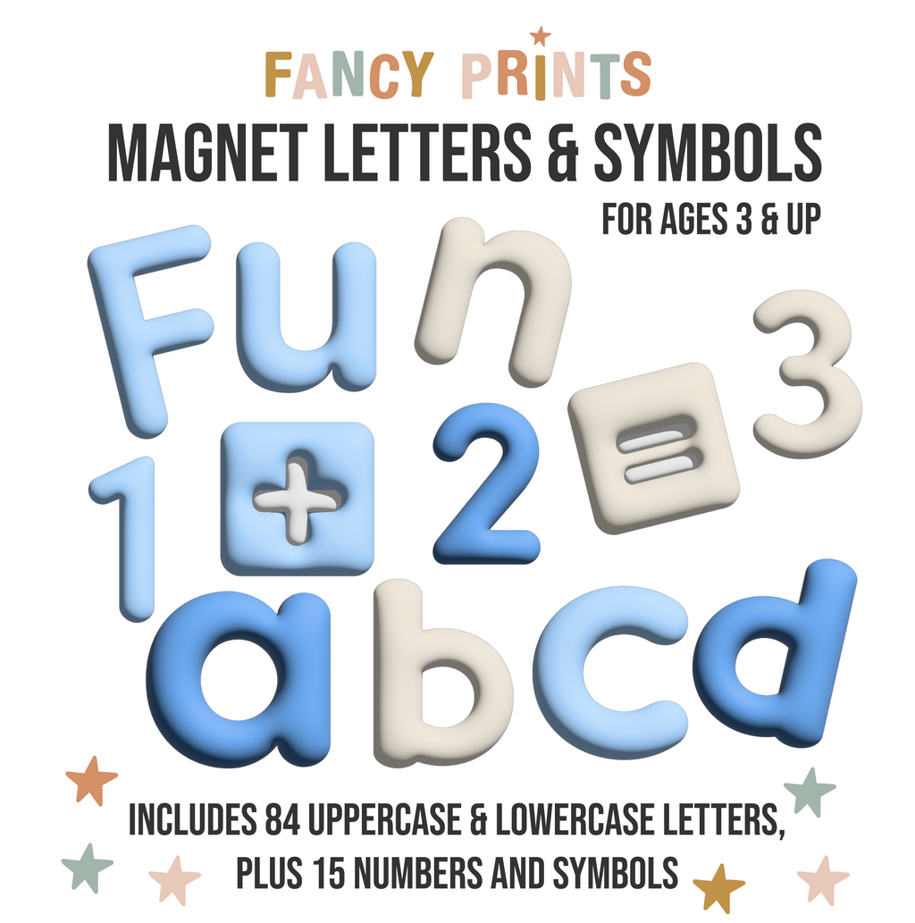 Blue Bubble Letters Alphabet Magnet Set - ABC Letters For Magnet Magic Wall & More