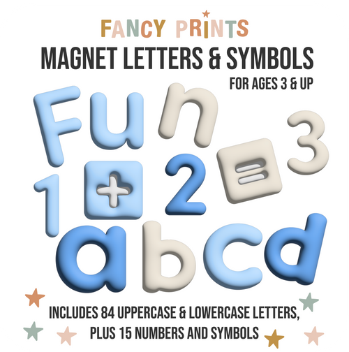 Blue Bubble Letters Alphabet Magnet Set - ABC Letters For Magnet Magic Wall & More