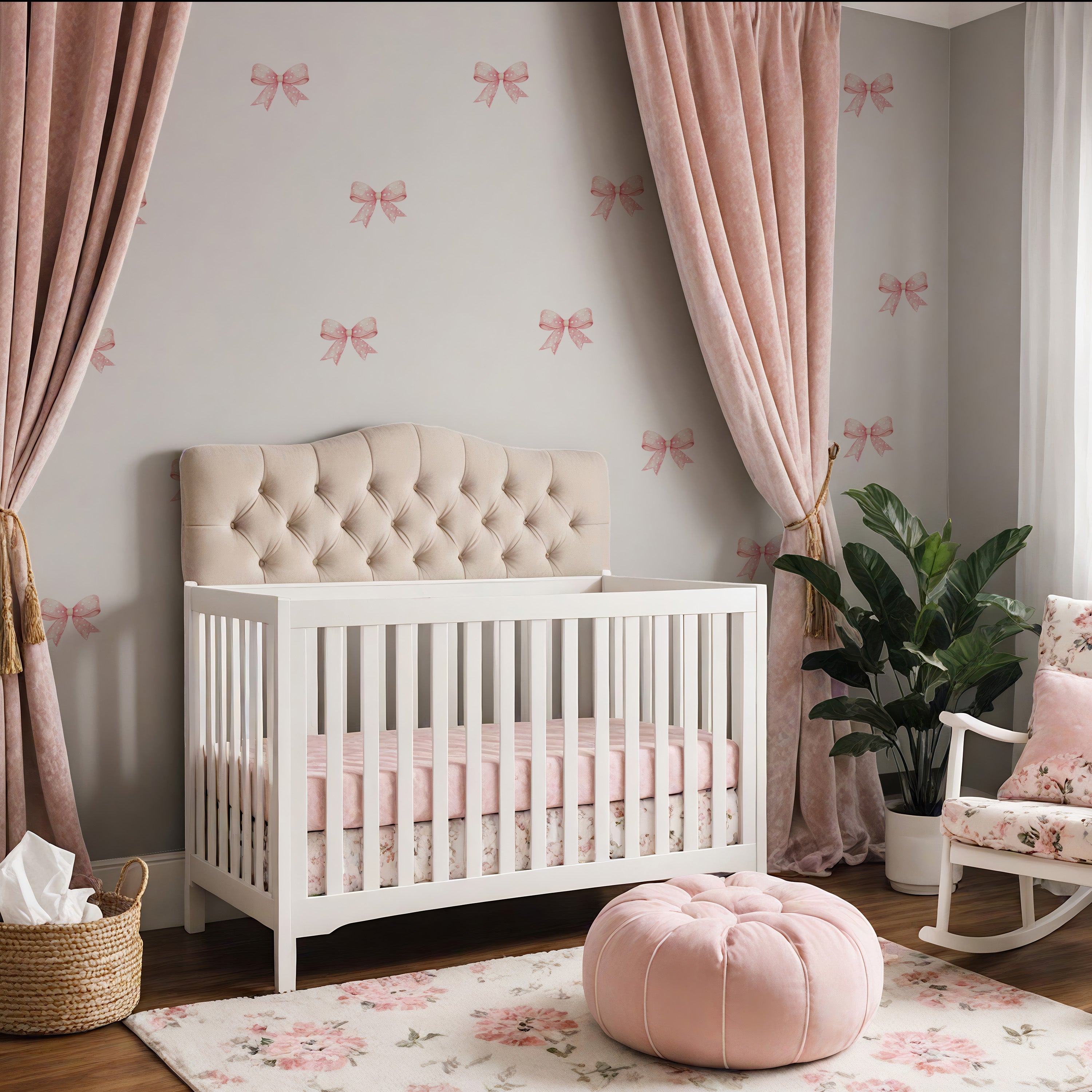 Blush Dot Bows Wall Decals