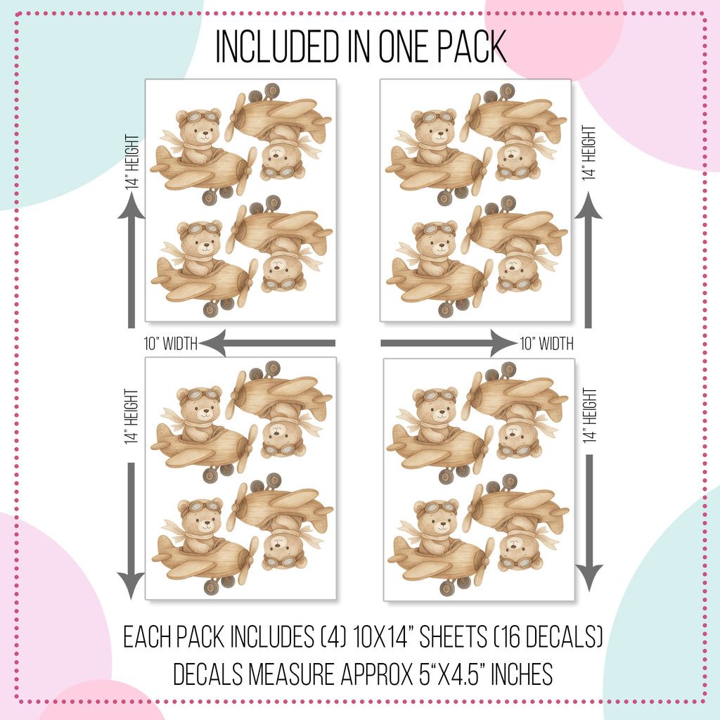 Boho Aviator Bear Wall Decals