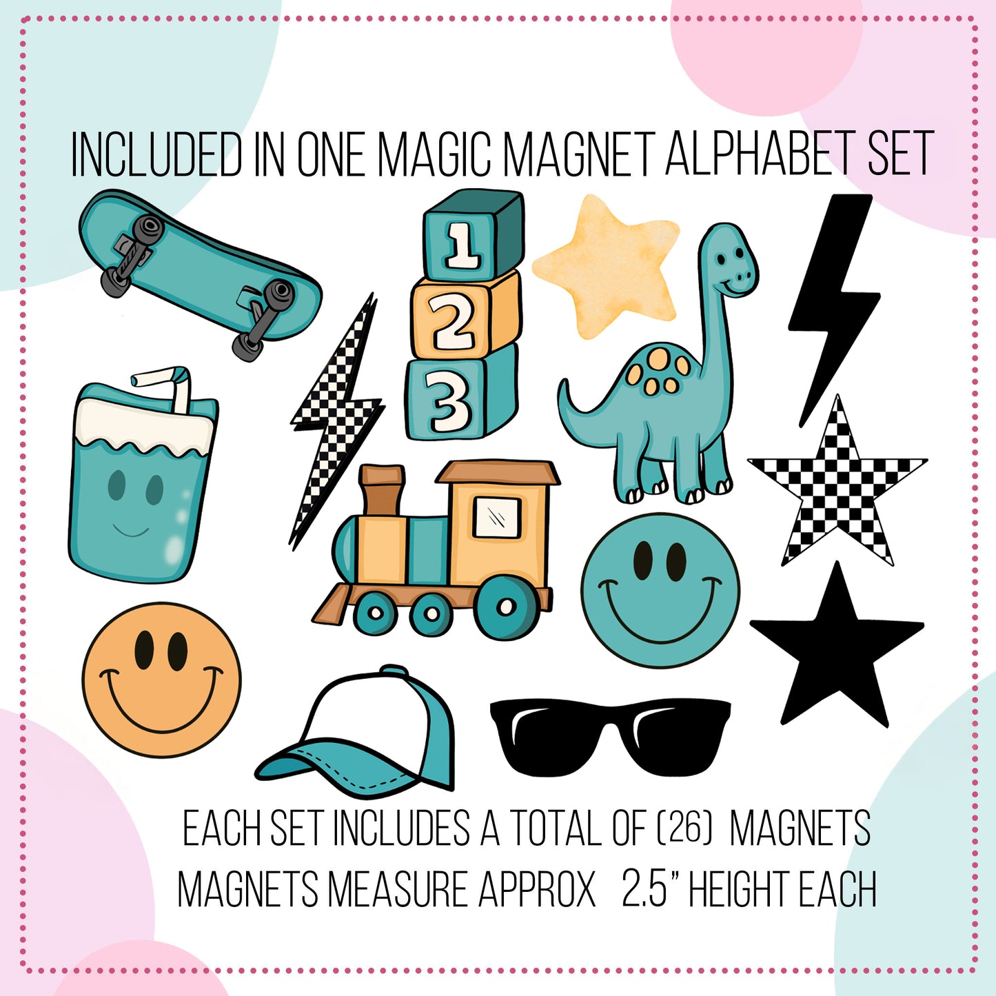 Boys Magnet Set - Fun Kids Decorative Magnets, Magnets for Magnet Magic Arch, Play wall