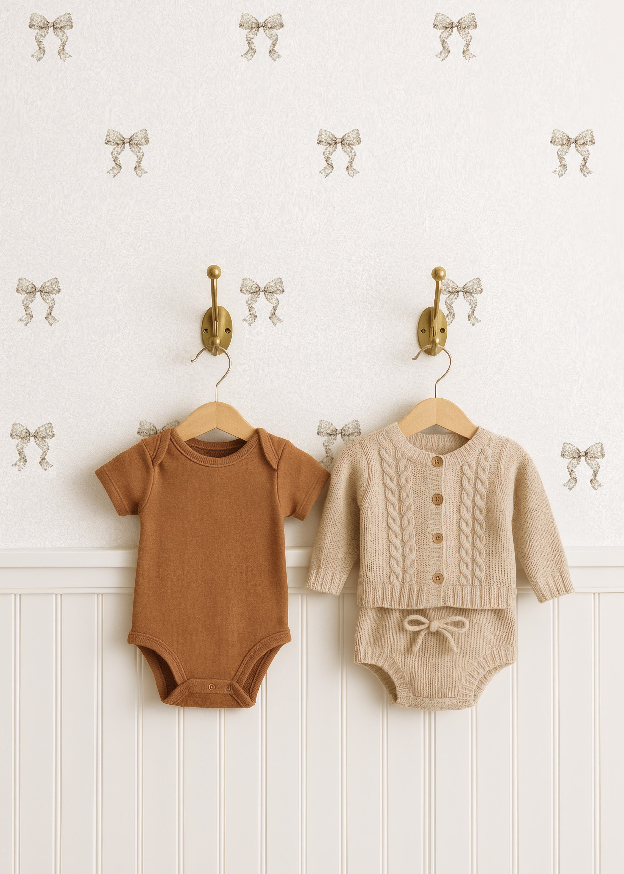 Cream Lace Bow Wall Decals