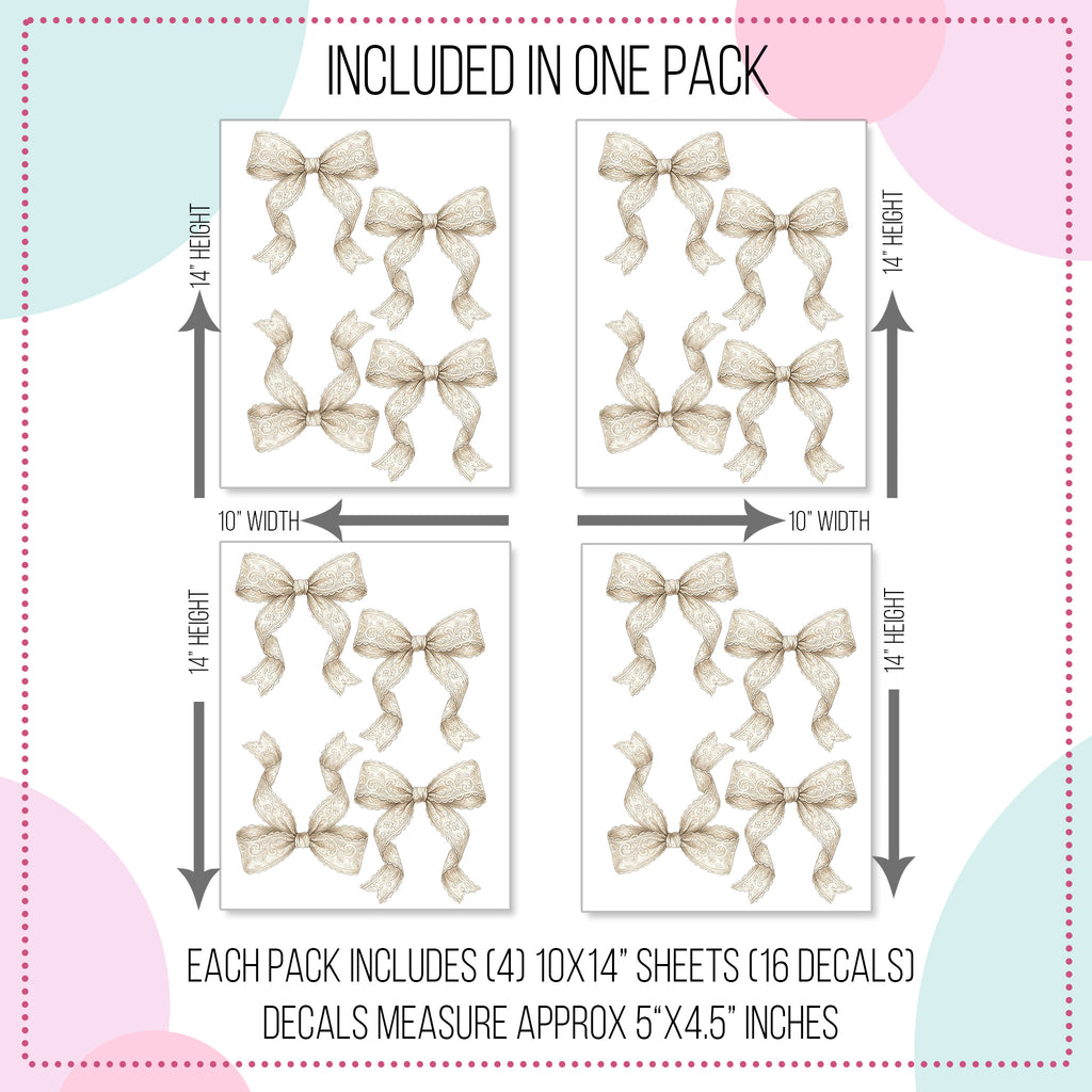 Cream Lace Bow Wall Decals