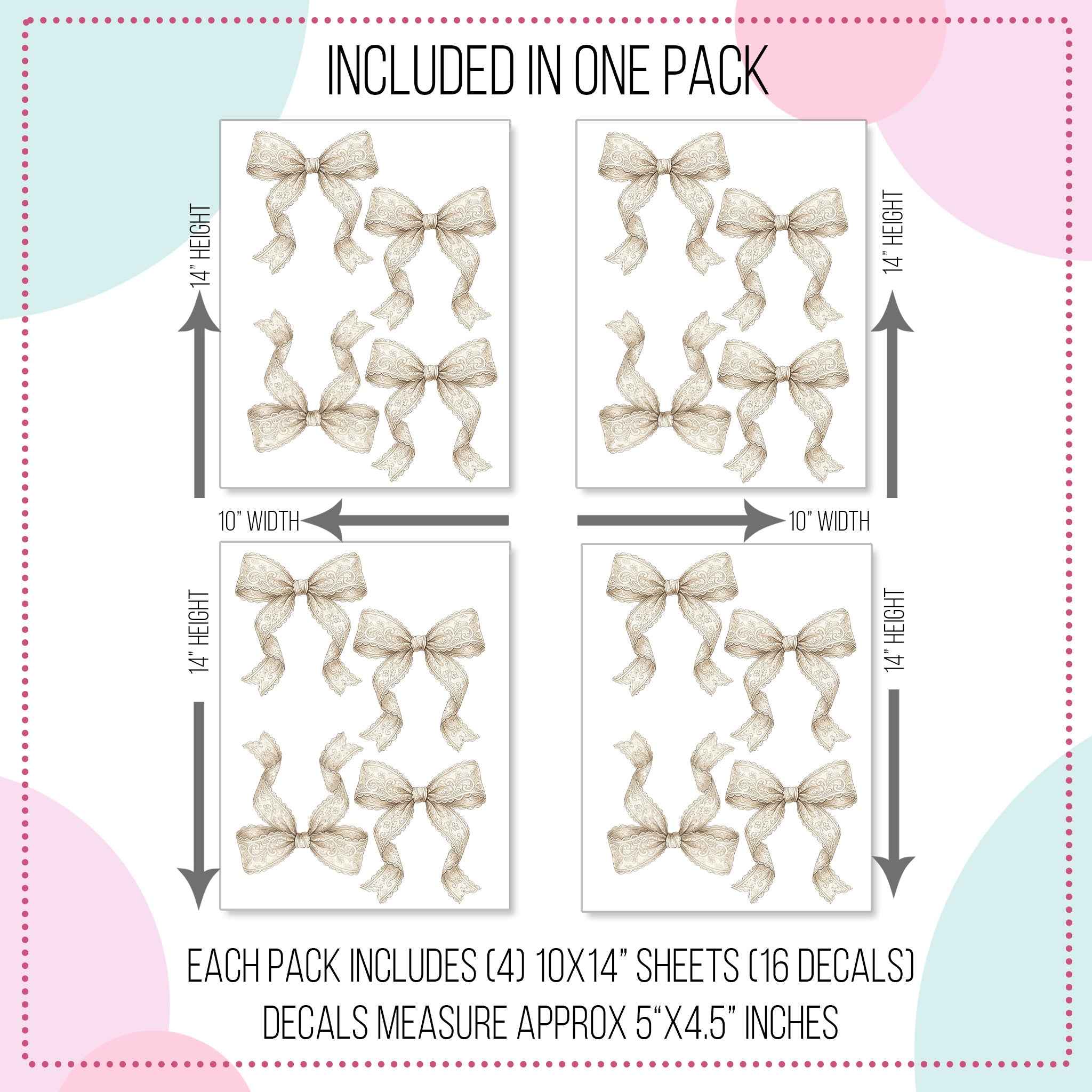 Cream Lace Bow Wall Decals