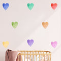 Rainbow Watercolor Hearts Wall Decals