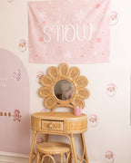 Christmas Banner Let It Snow PINK, Kids Fabric Tapestry, Wall art Room Decor
