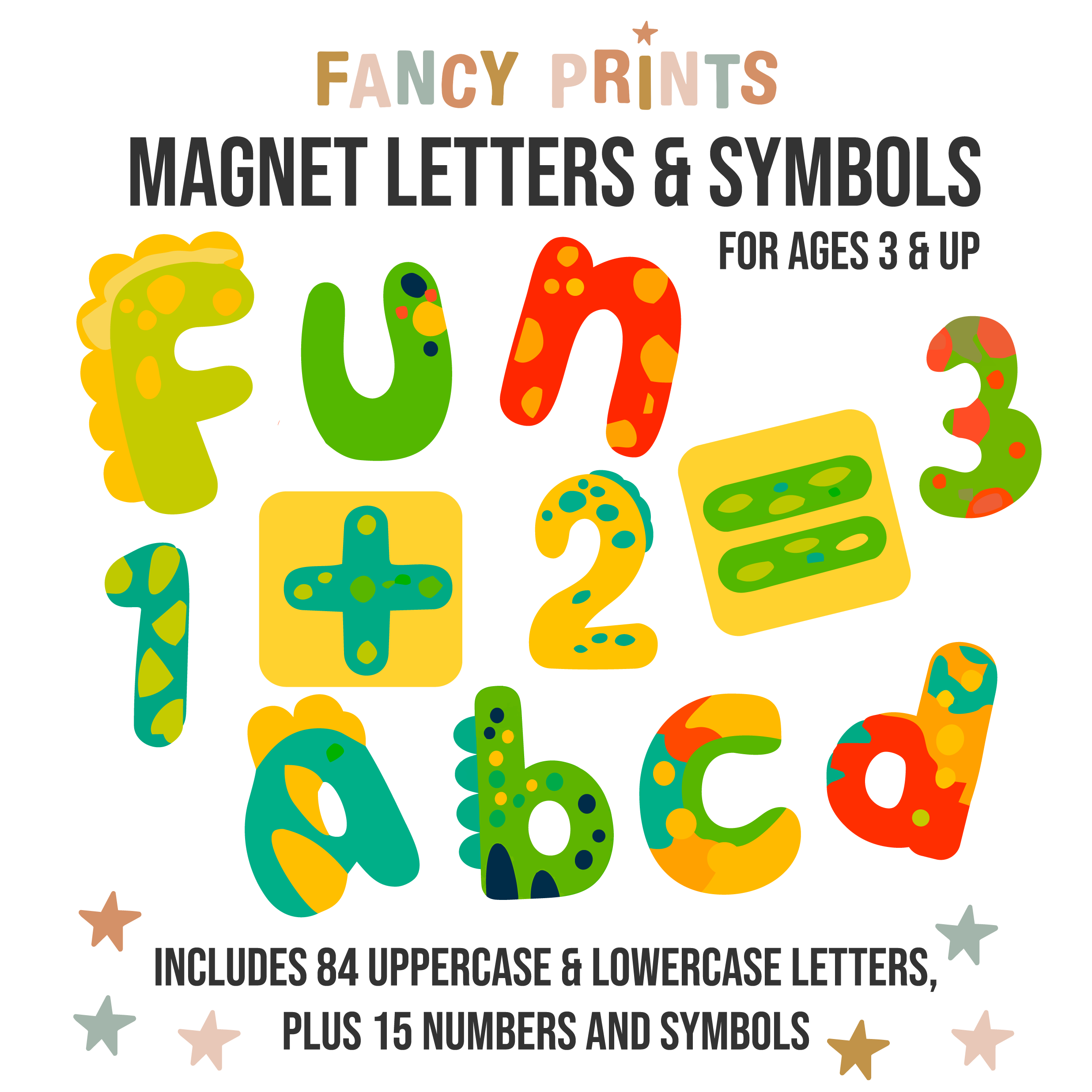 Dinosaur Letters & Numbers Magnet Set - For Magnet Magic Wall & More