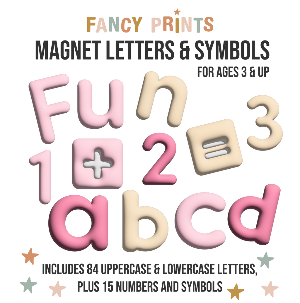 Pink Bubble Letters Alphabet Magnet Set - ABC Letters For Magnet Magic Wall & More