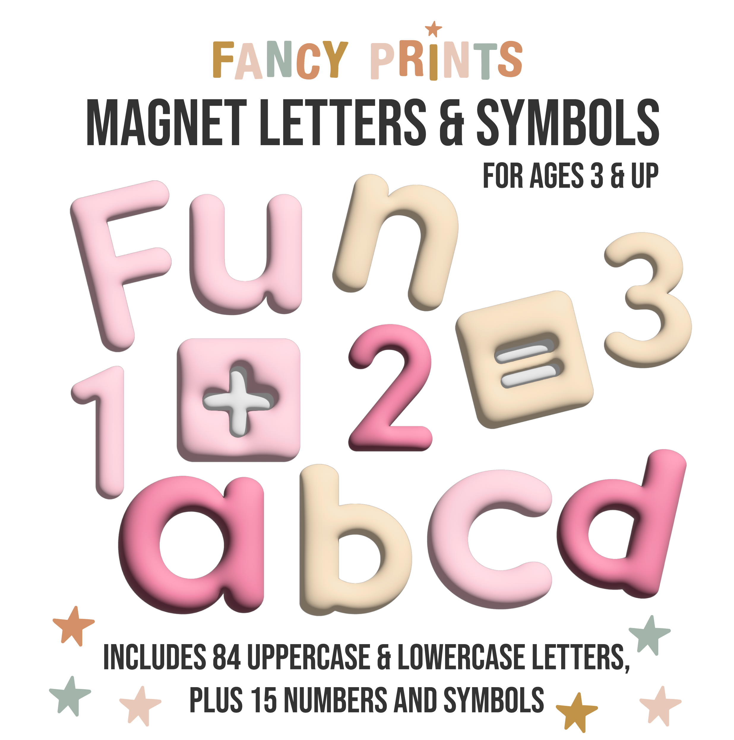 Pink Bubble Letters Alphabet Magnet Set - ABC Letters For Magnet Magic Wall & More