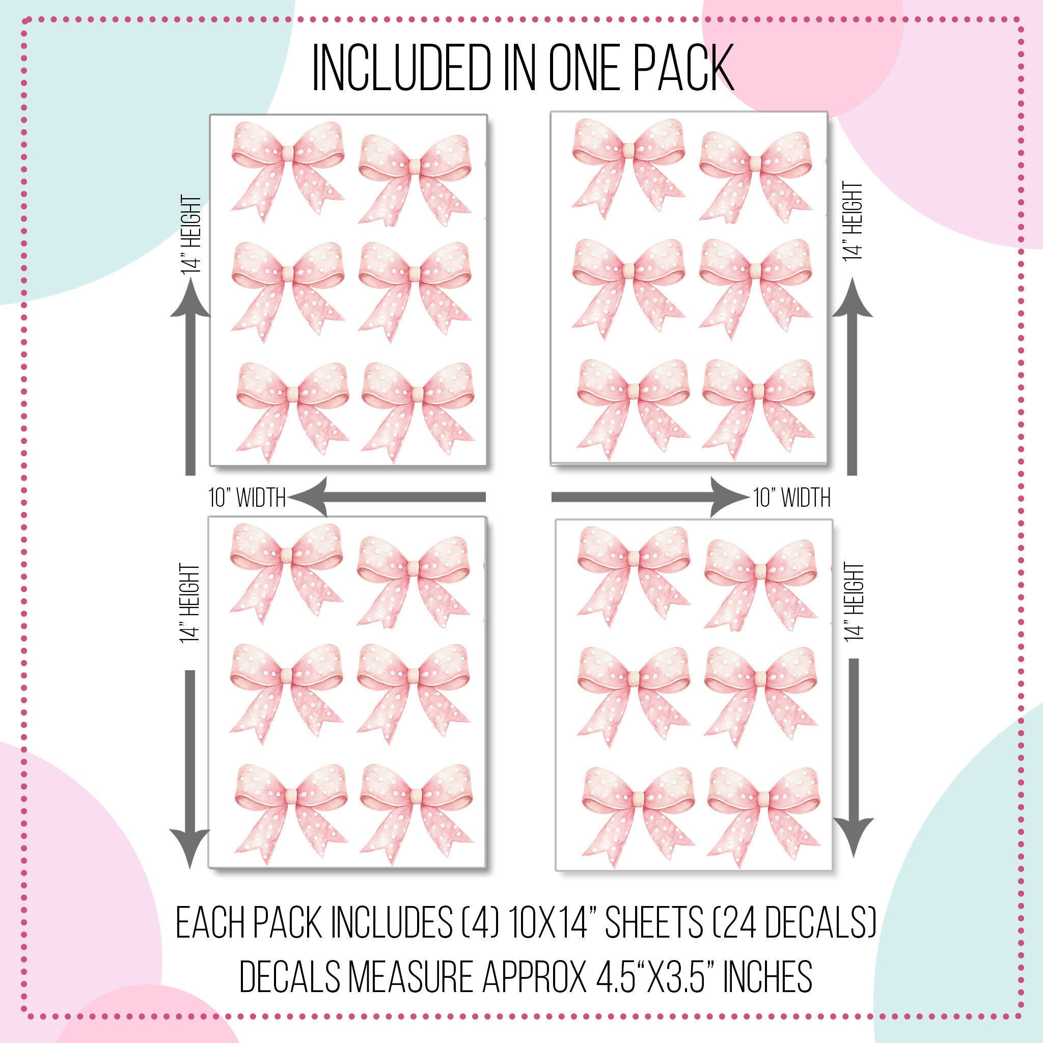 Blush Dot Bows Wall Decals