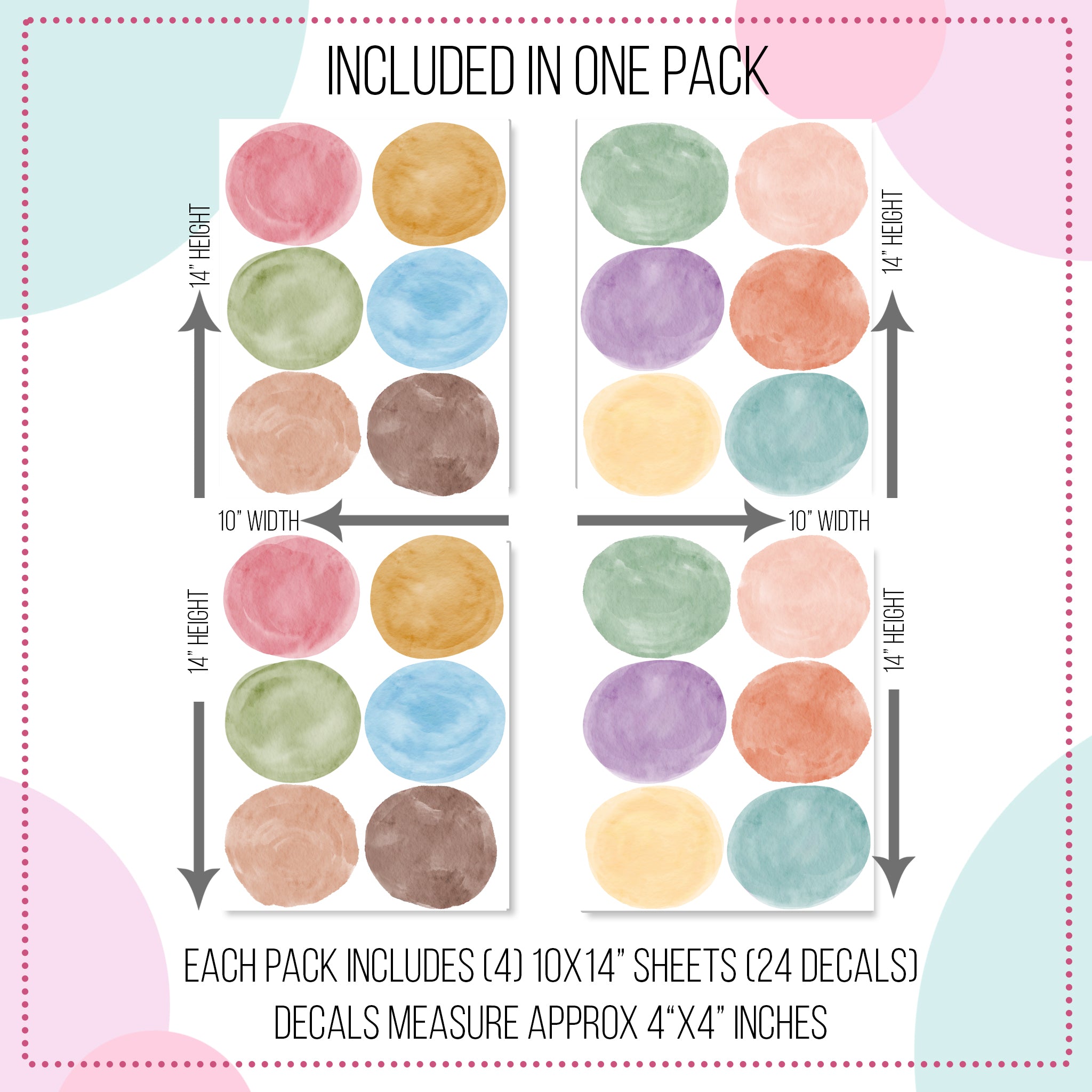 Pastel Watercolor Dots Wall Decals