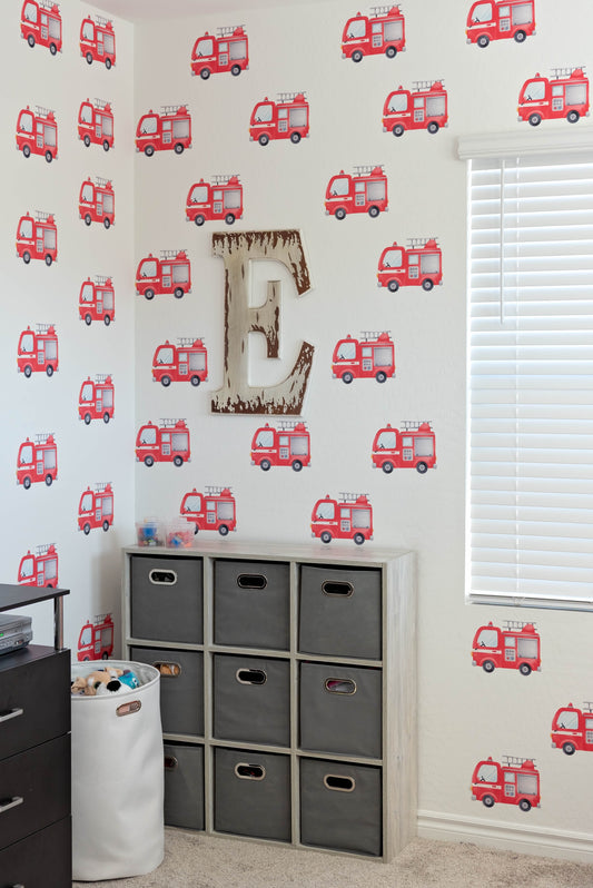 Red Firetruck Wall Decals, Boys Wall Decor, Kids Room Wall Decals