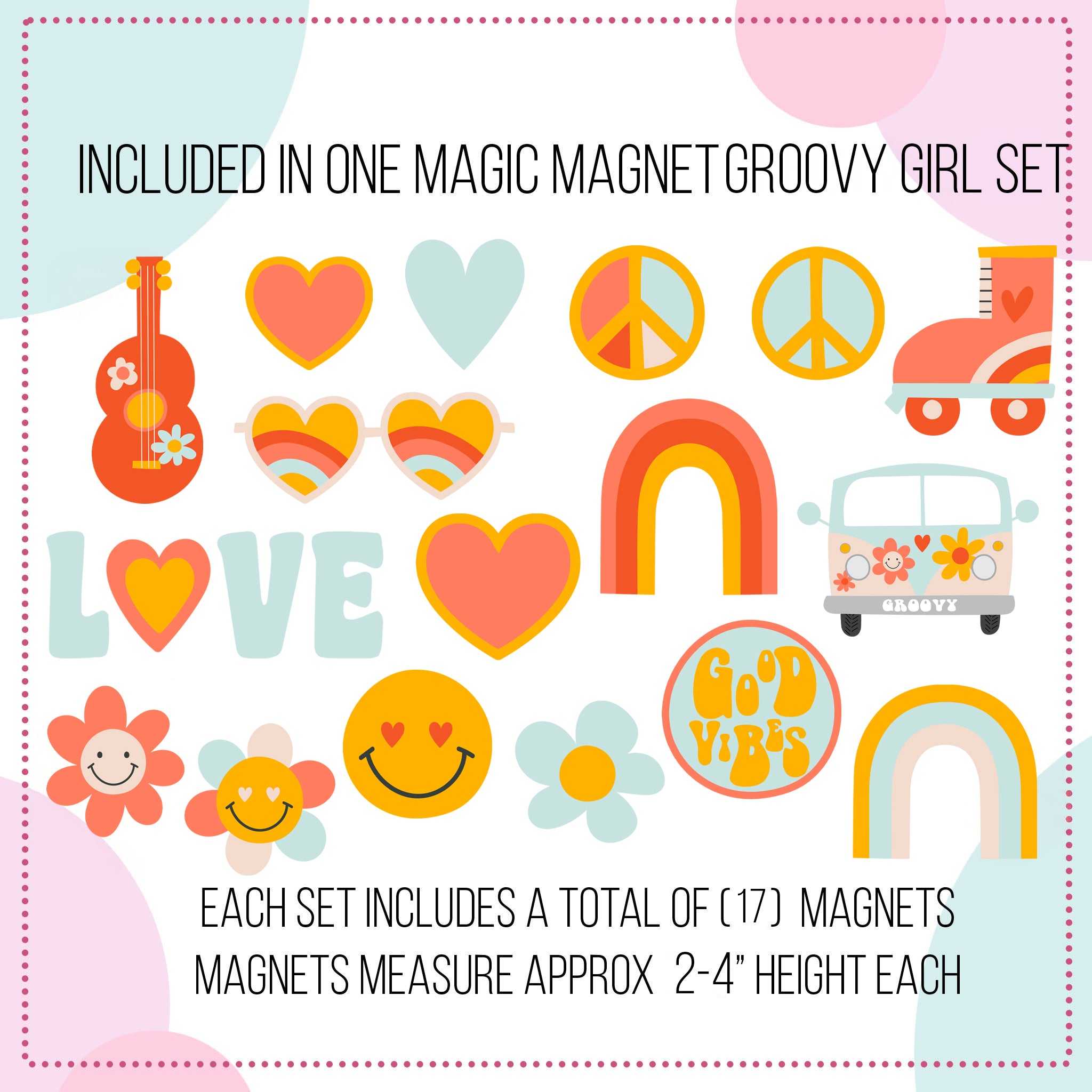 Girls Magnet Set - Fun Kids Magnets For Magnet Magic Wall & More