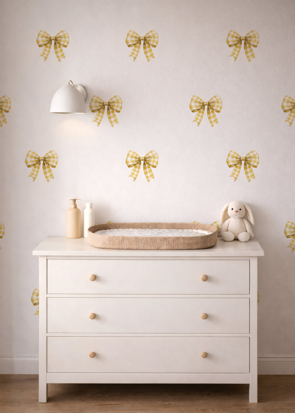 Yellow Gingham Bows Wall Decals