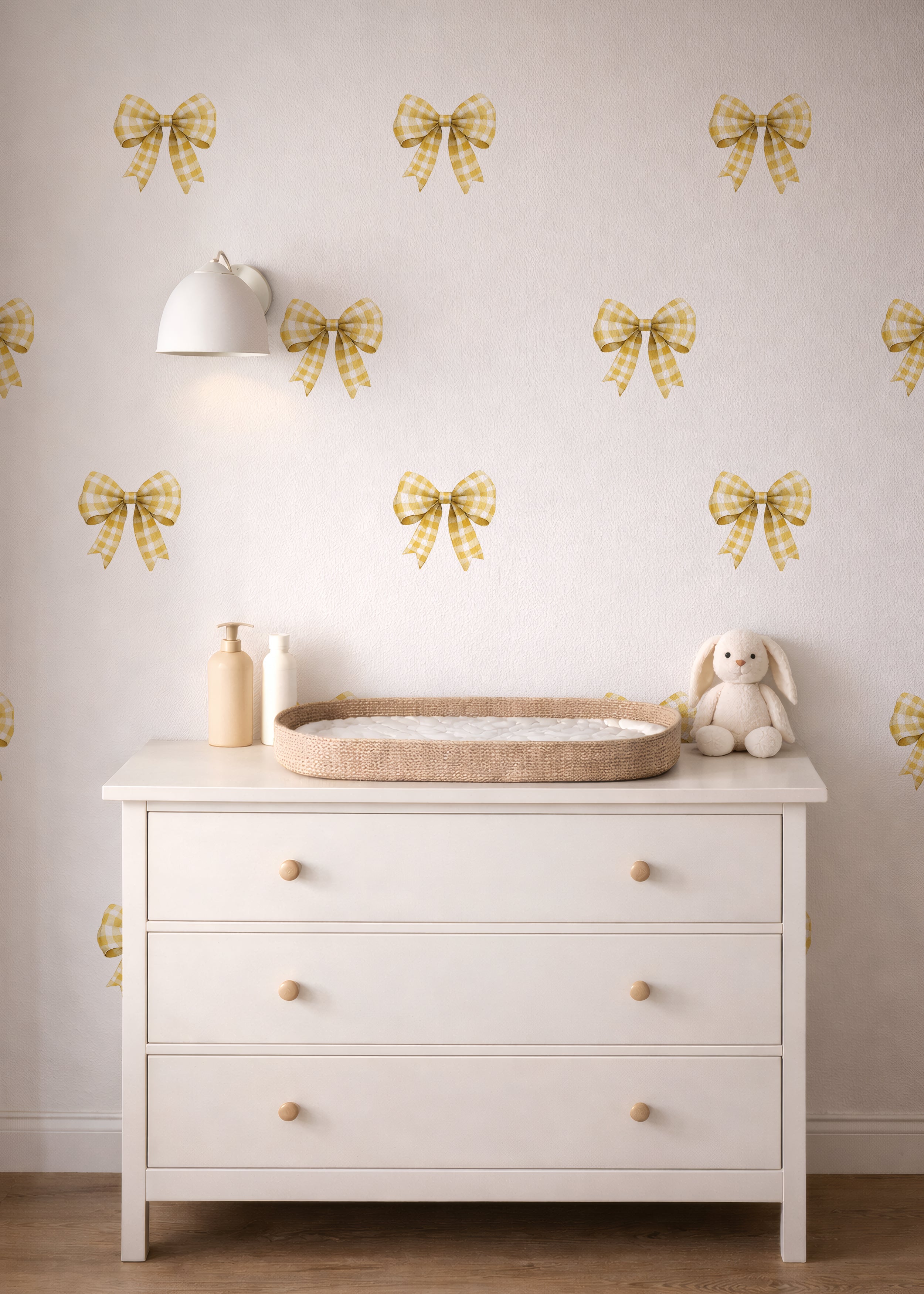 Yellow Gingham Bows Wall Decals