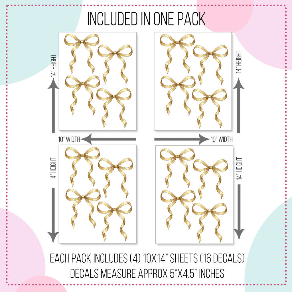 Gold Coquette Bow Wall Decals