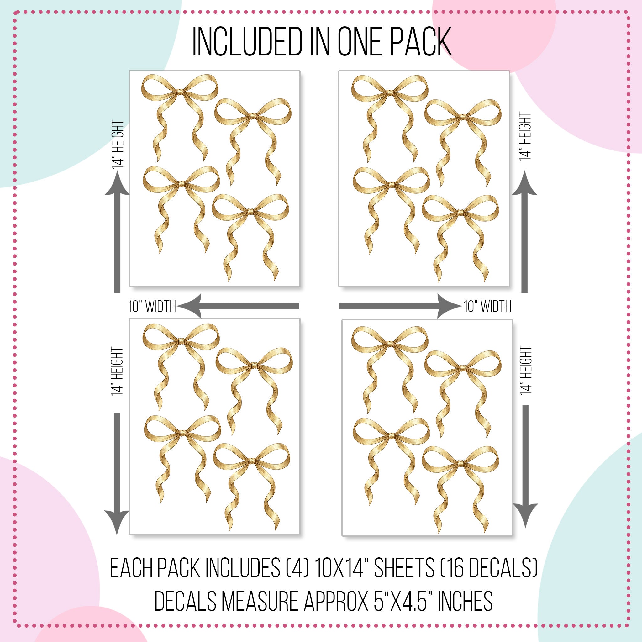Gold Coquette Bow Wall Decals