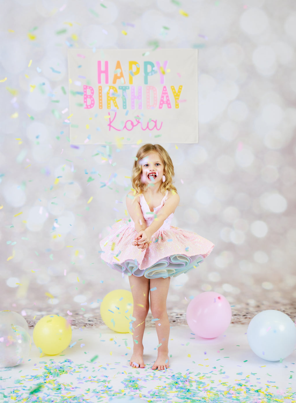 Kids Personalized Birthday Banner, Custom Rainbow Wall Hanging with Name