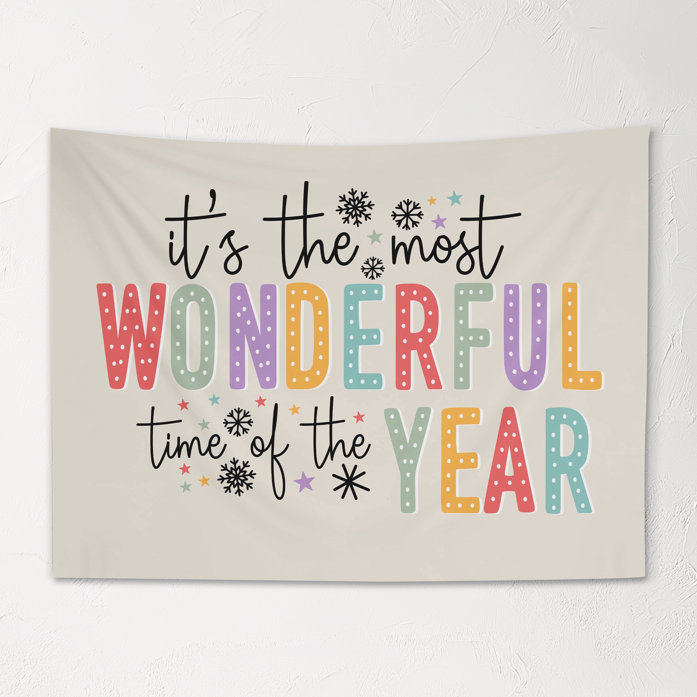Christmas Banner It's The Most Wonderful Time of the Year, Kids Fabric Tapestry, Wall art Room Decor (Copy) (Copy) (Copy)