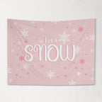 Christmas Banner Let It Snow PINK, Kids Fabric Tapestry, Wall art Room Decor