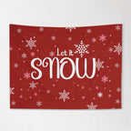 Christmas Banner Let It Snow RED, Kids Fabric Tapestry, Wall art Room Decor