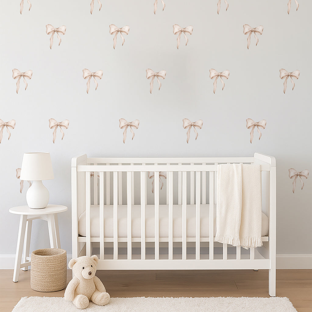 Beige Watercolor Bows Wall Decals