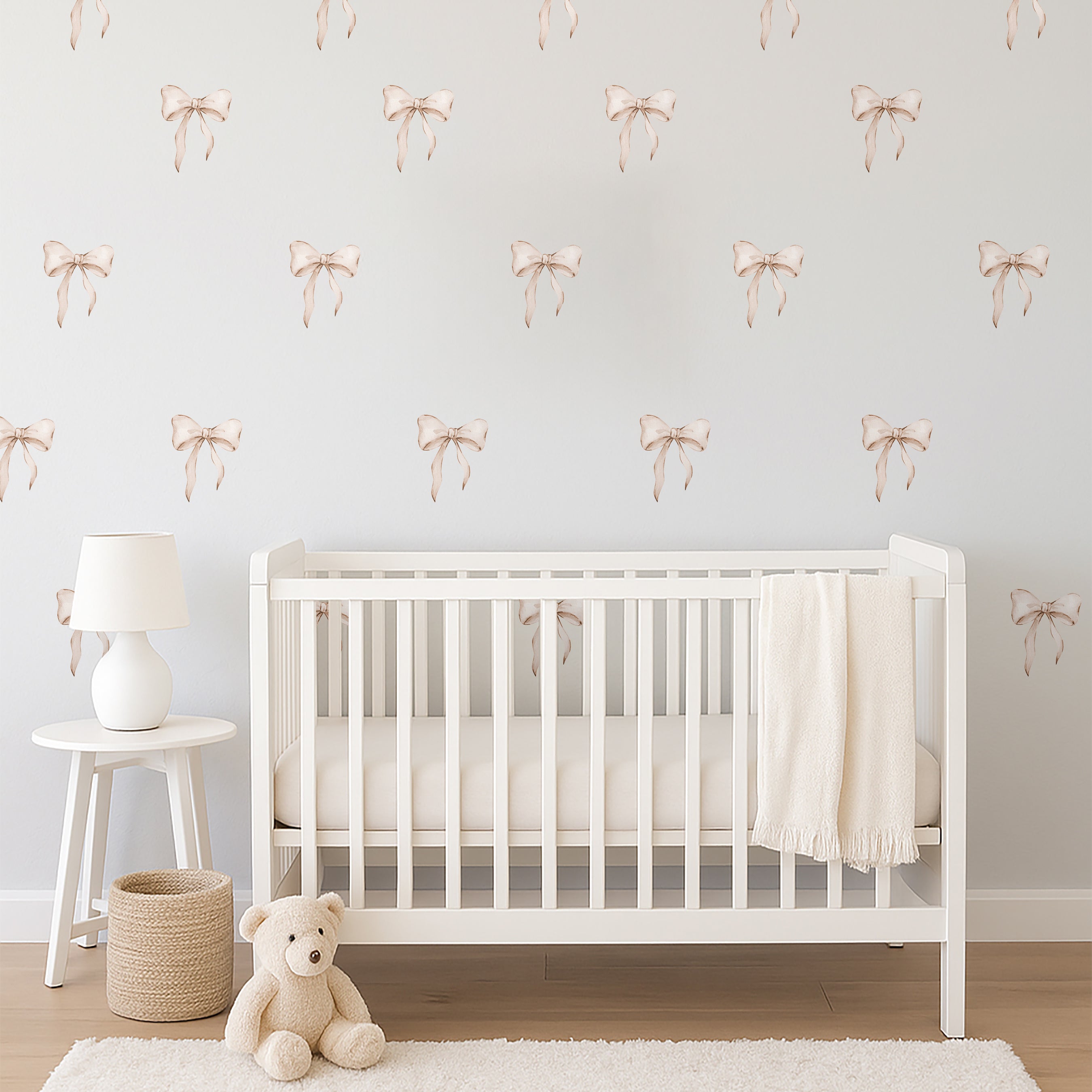 Beige Watercolor Bows Wall Decals