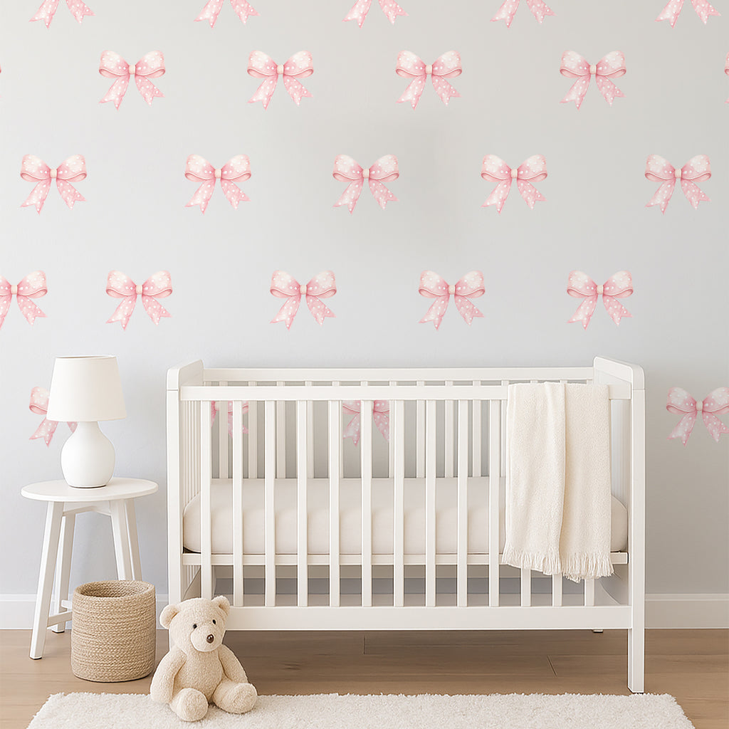 Blush Dot Bows Wall Decals