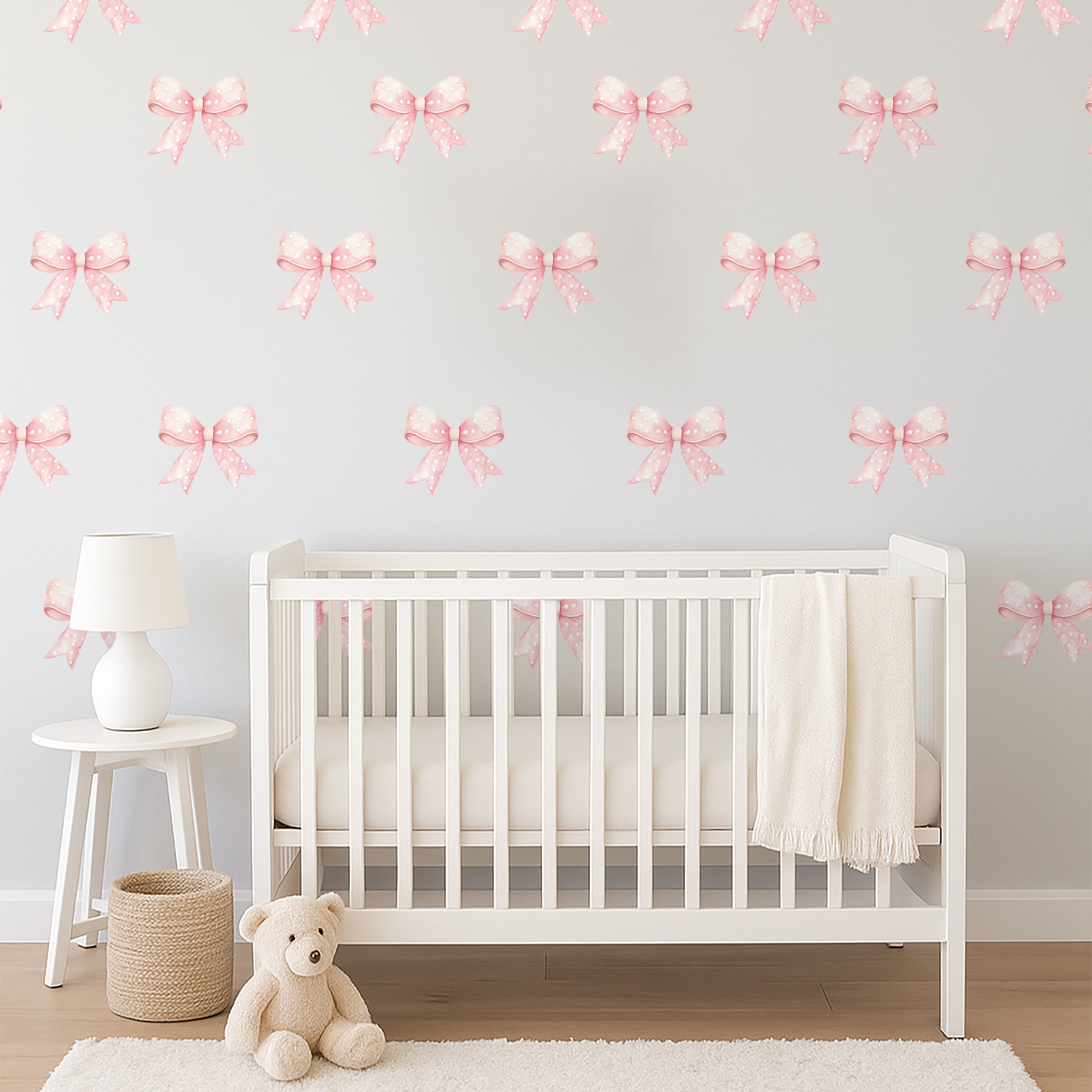 Blush Dot Bows Wall Decals