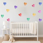Rainbow Watercolor Hearts Wall Decals
