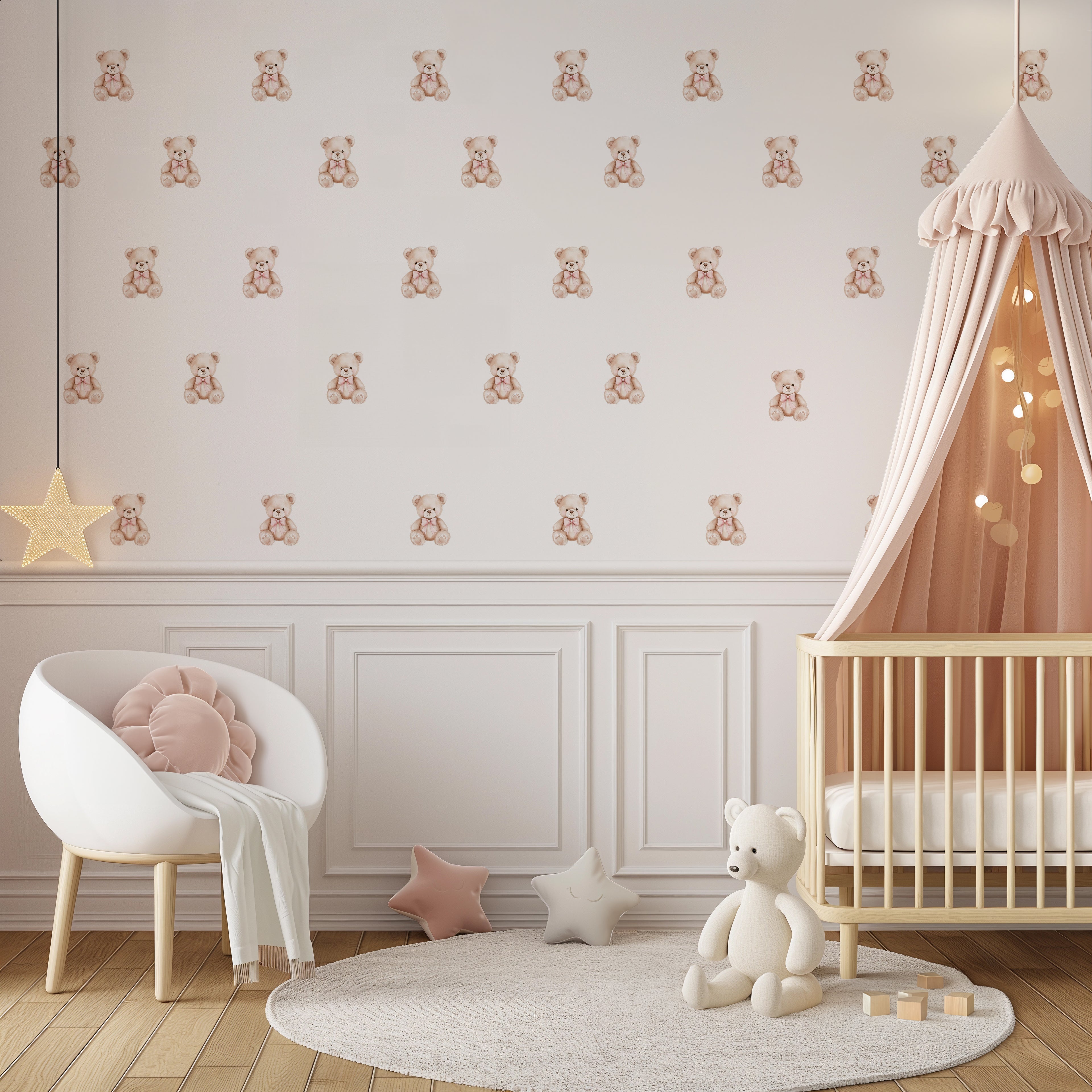 Pink Bow Bear Wall Decals