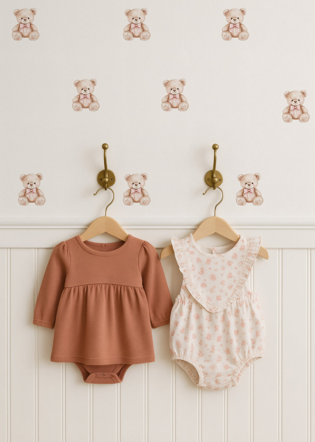Pink Bow Bear Wall Decals