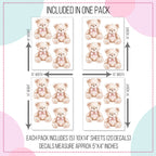 Pink Bow Bear Wall Decals