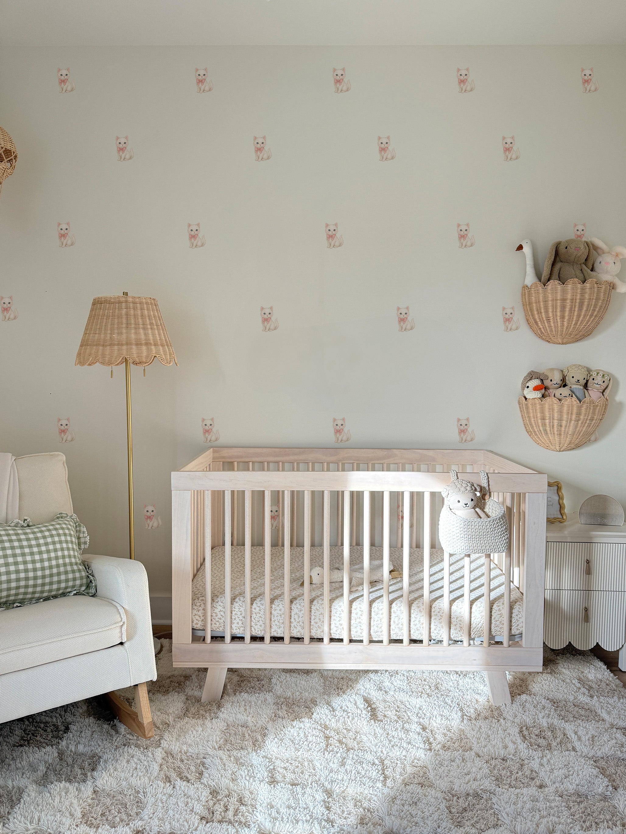 Pink Bow Kitten Wall Decals