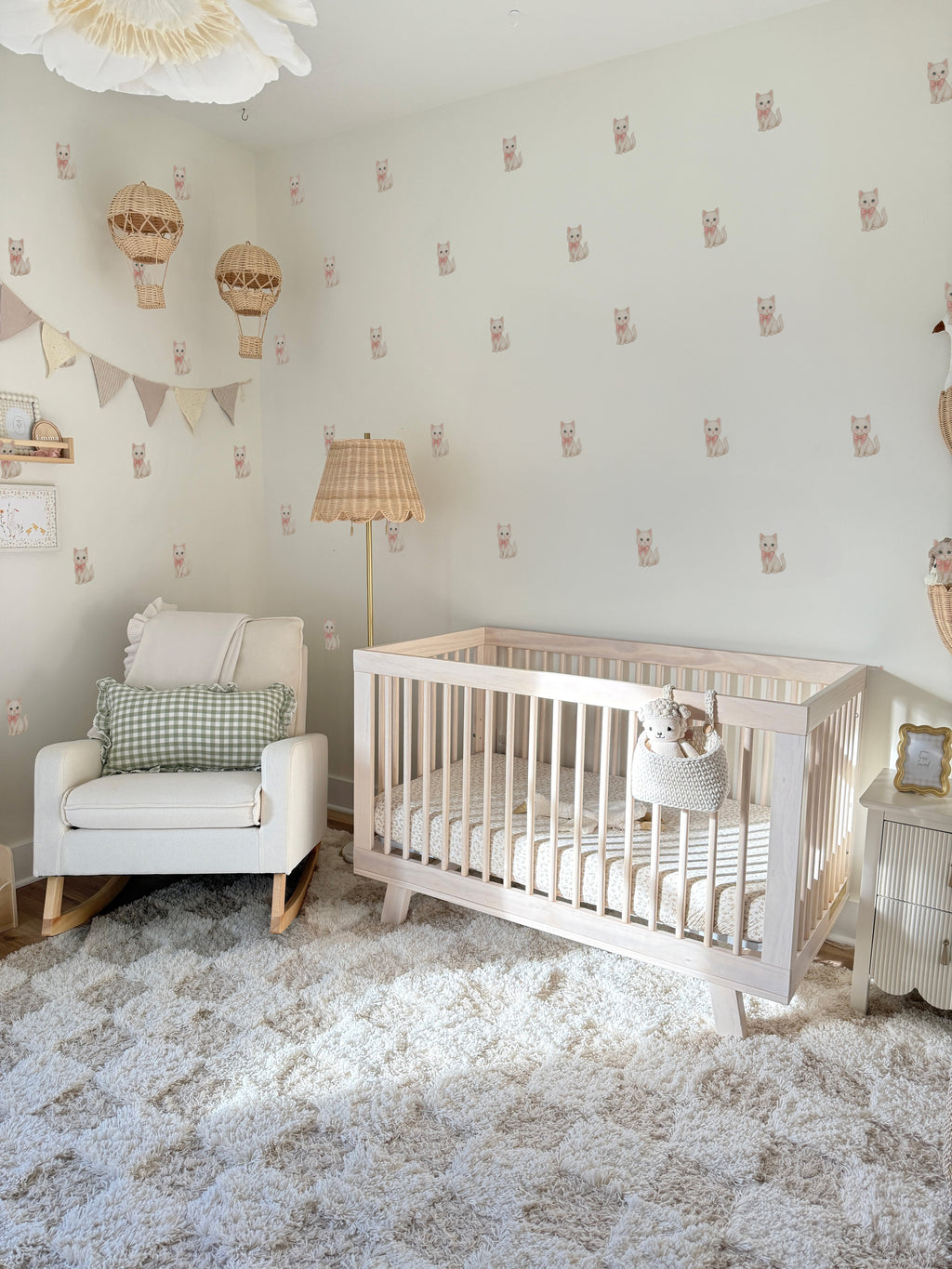 Pink Bow Kitten Wall Decals