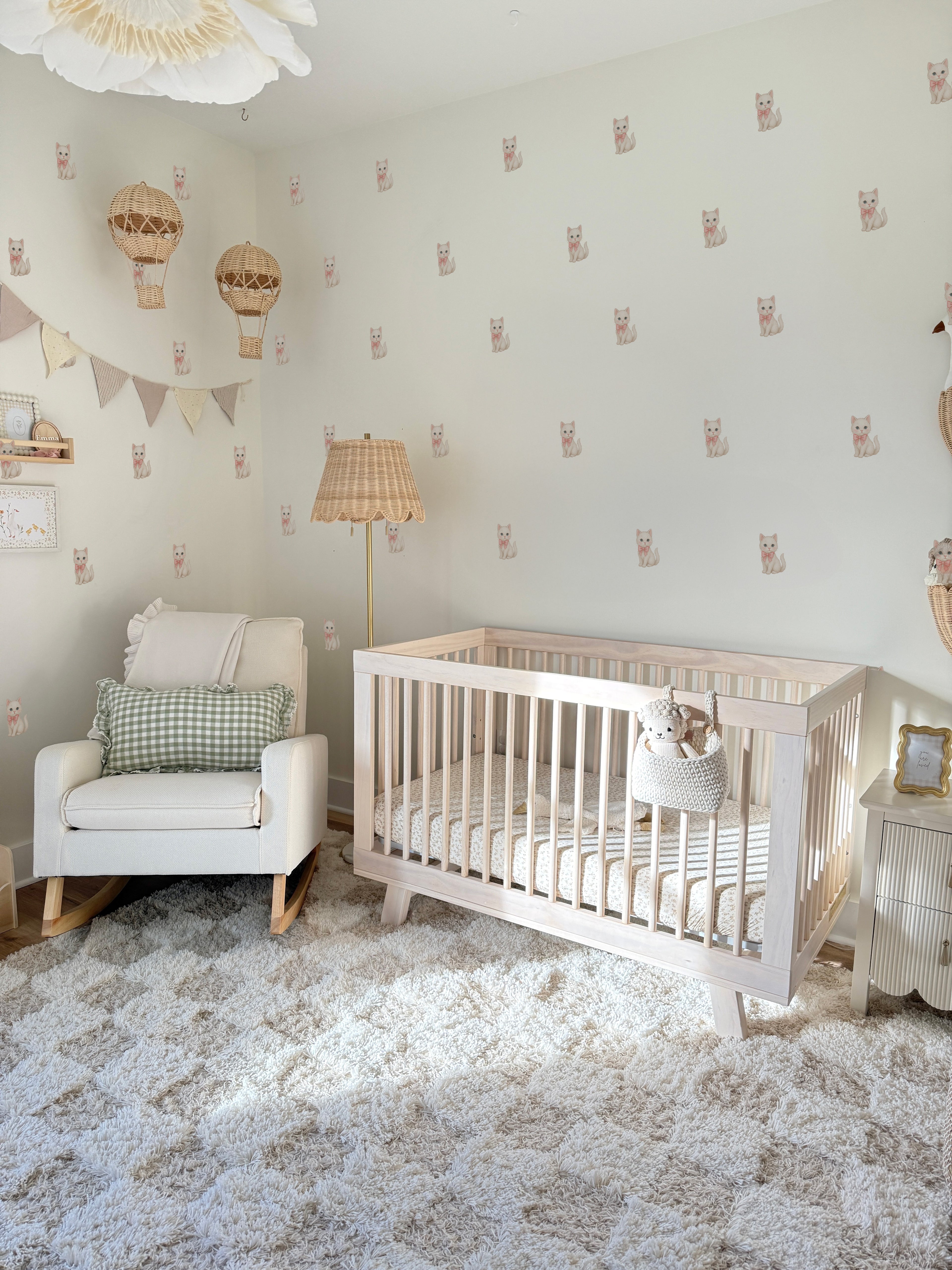 Pink Bow Kitten Wall Decals