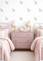 Pink Bow Rocking Horse Wall Decals