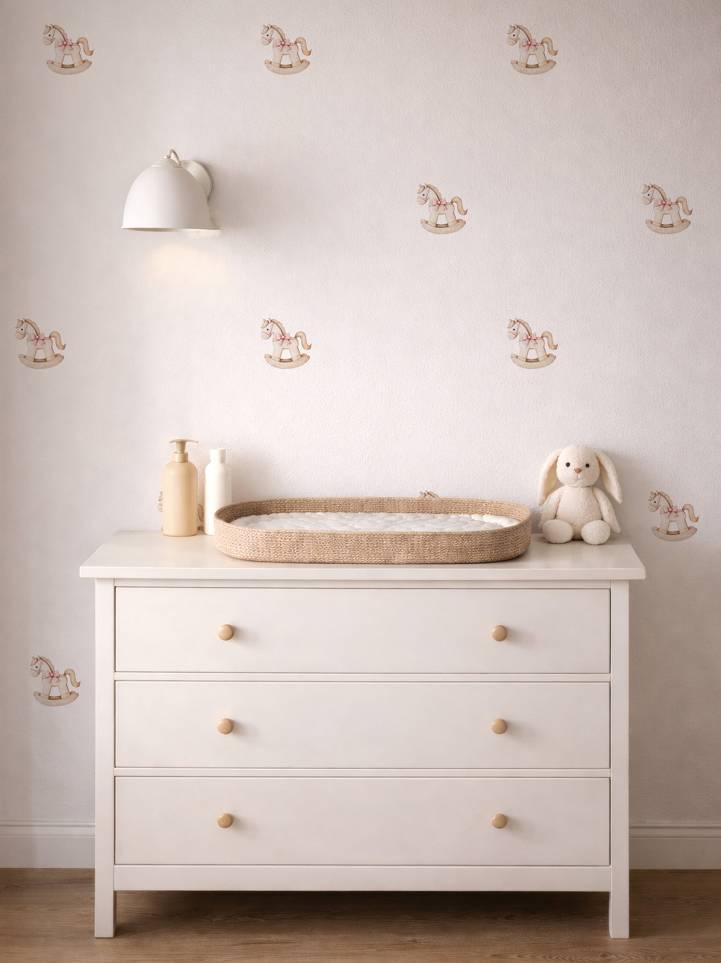 Pink Bow Rocking Horse Wall Decals