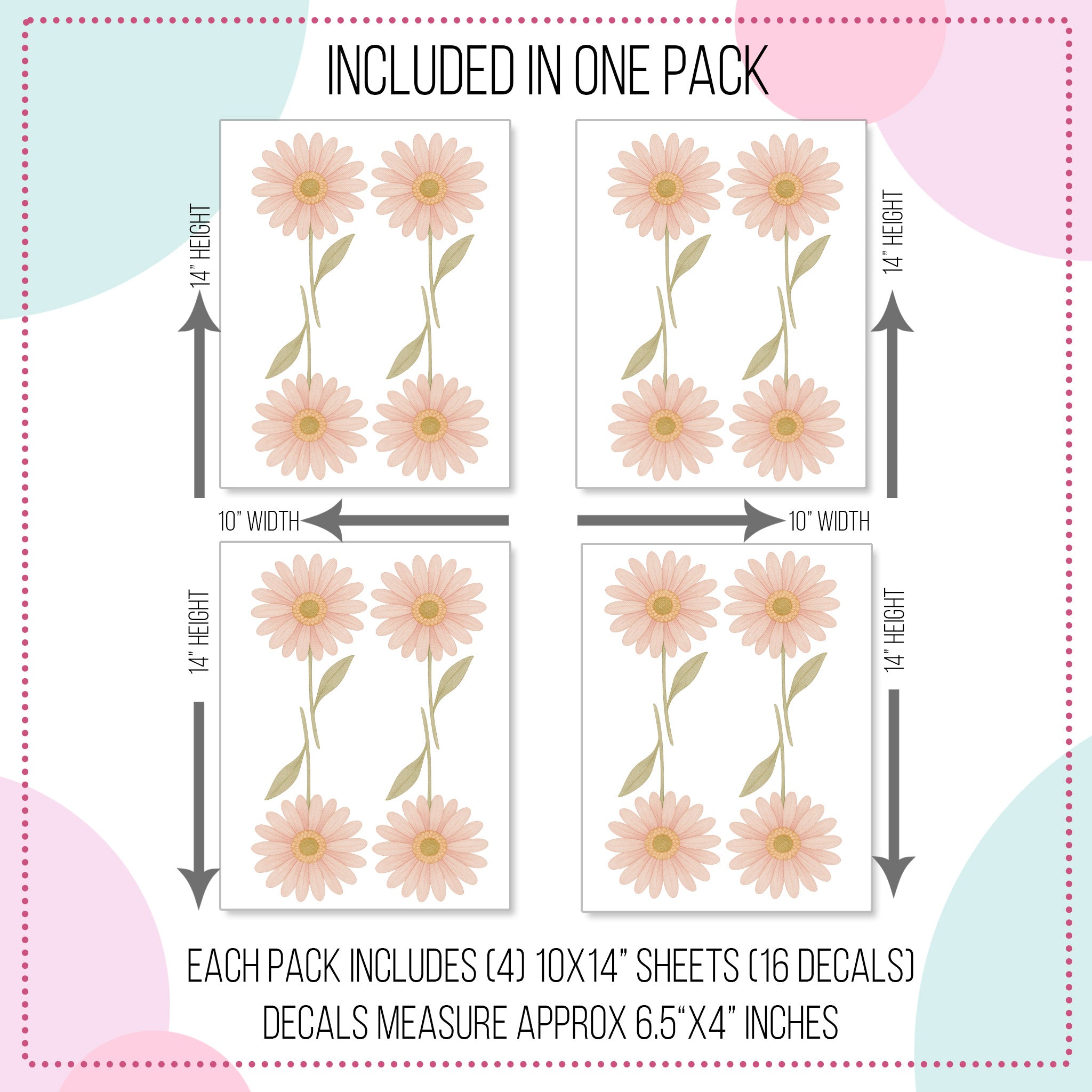 Pink Daisy Wall Decals