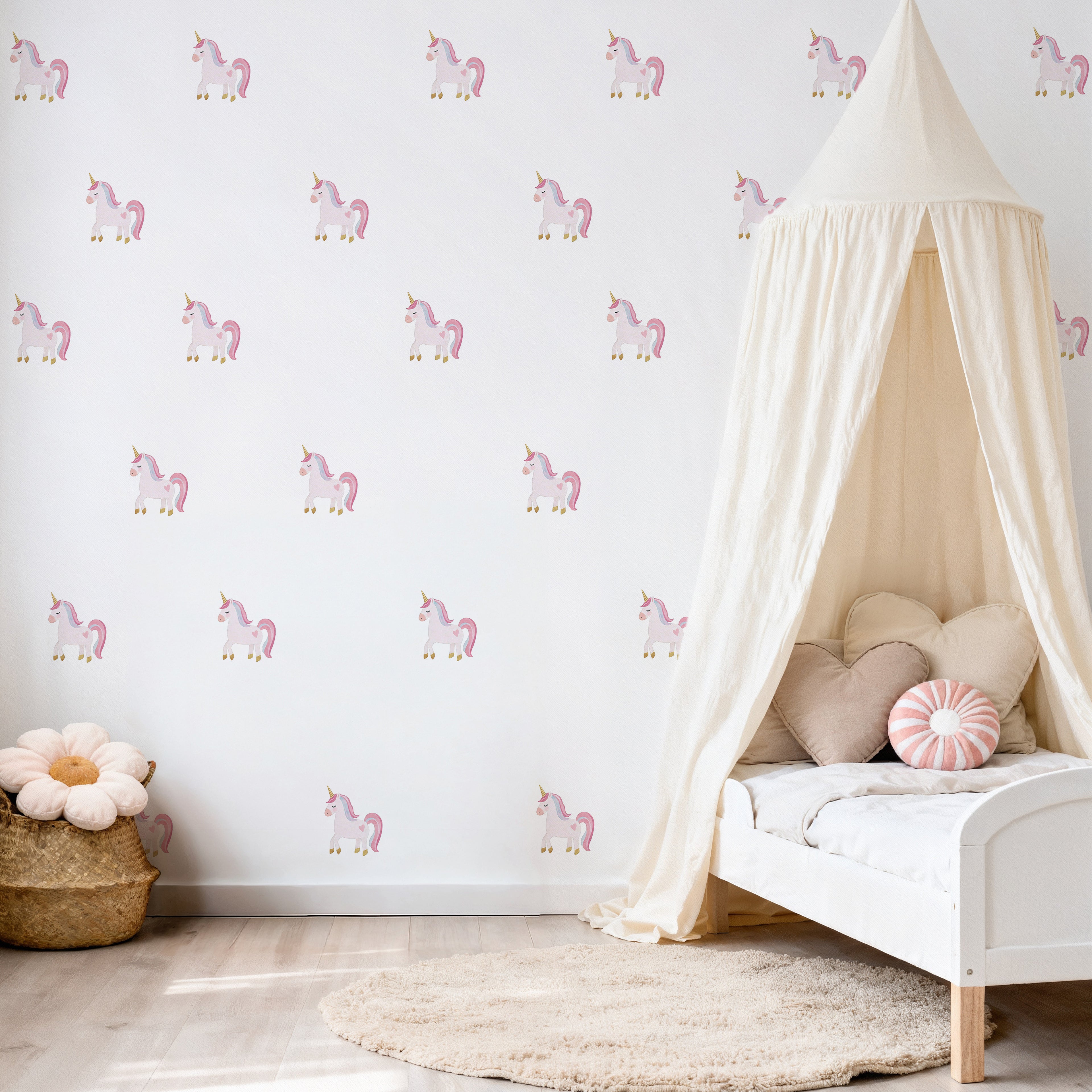 Pastel Heart Unicorn Wall Decals