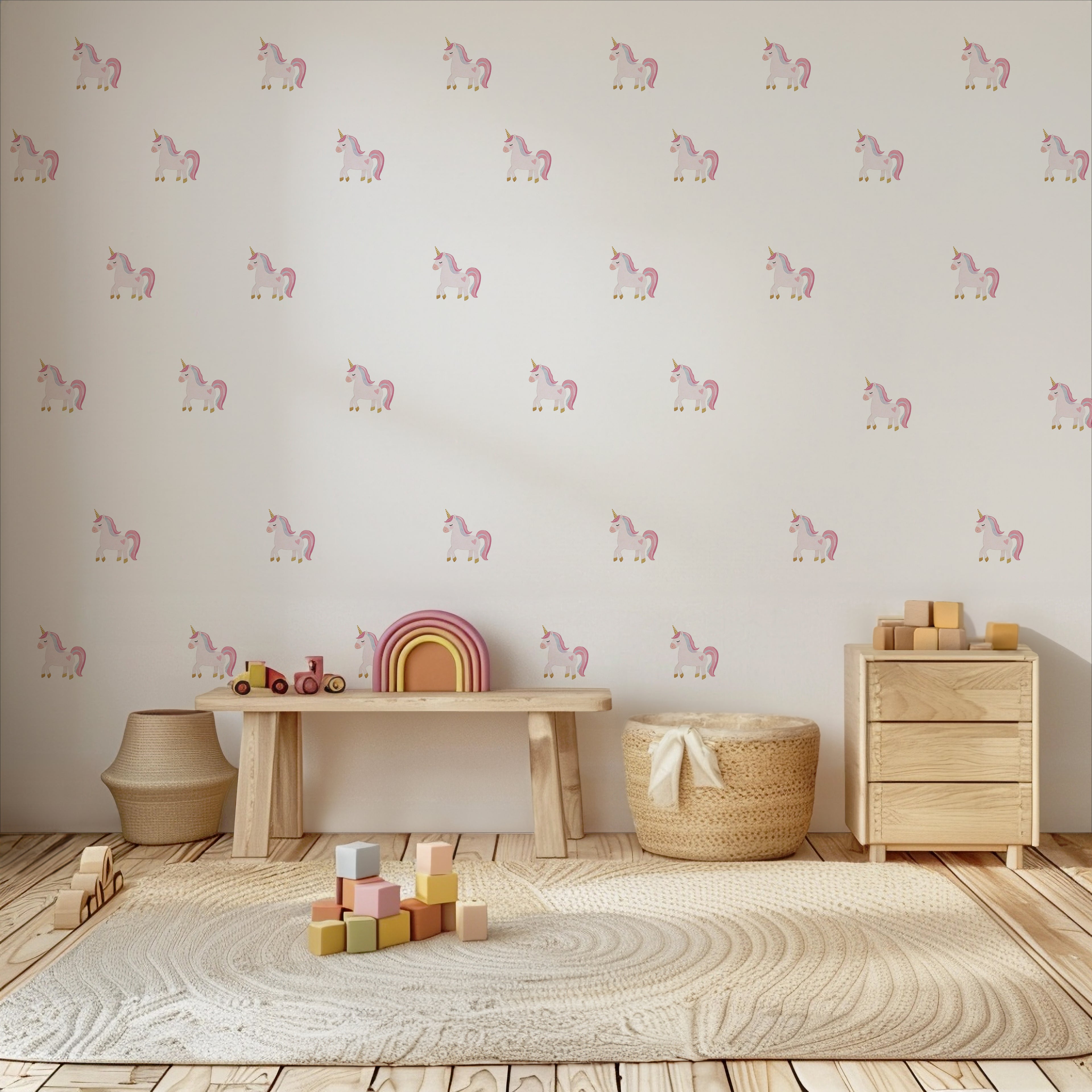 Pastel Heart Unicorn Wall Decals