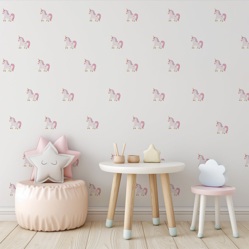 Pastel Heart Unicorn Wall Decals
