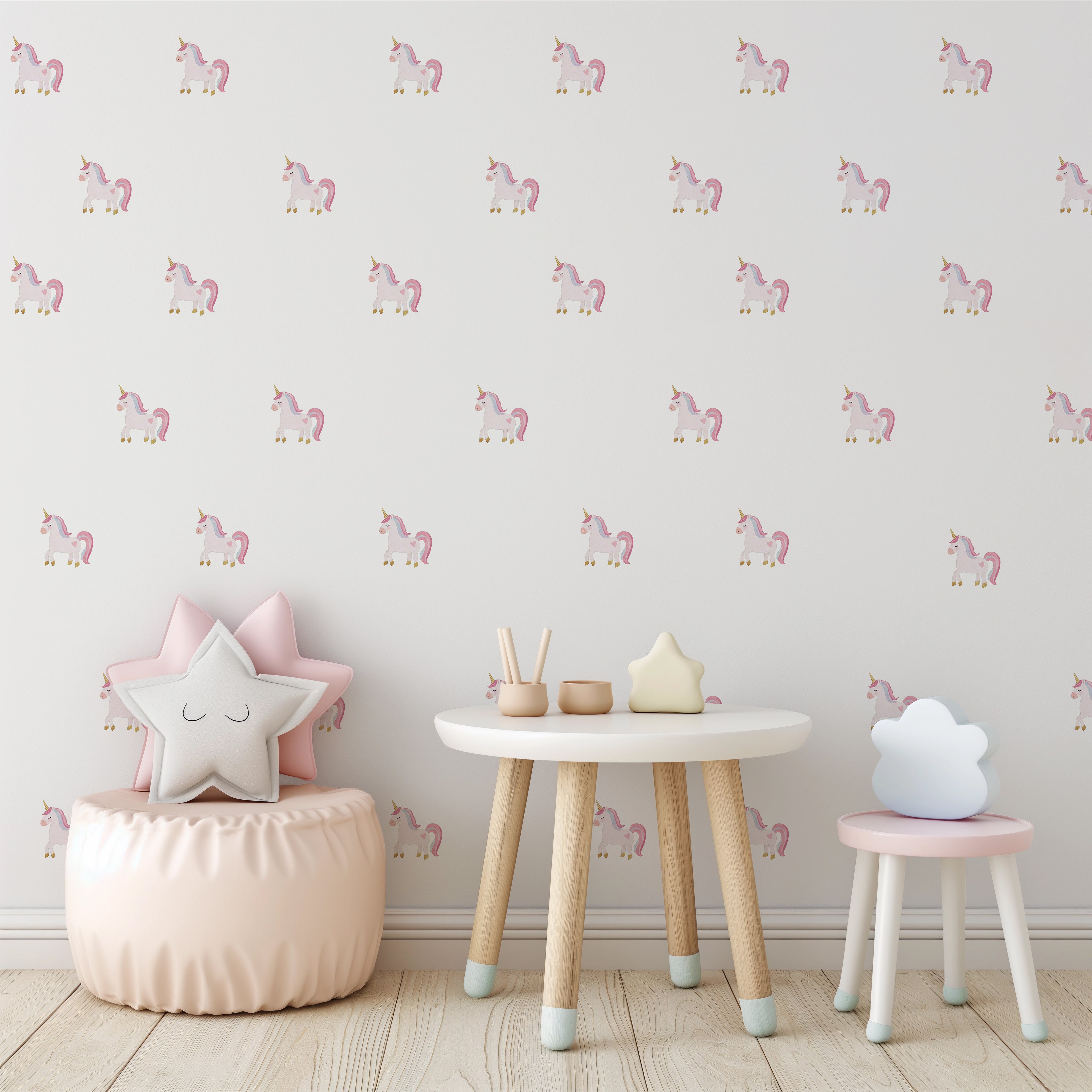 Pastel Heart Unicorn Wall Decals