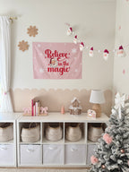 Christmas Banner, Believe in the Magic, Kids Fabric Tapestry, Wall art Room Decor