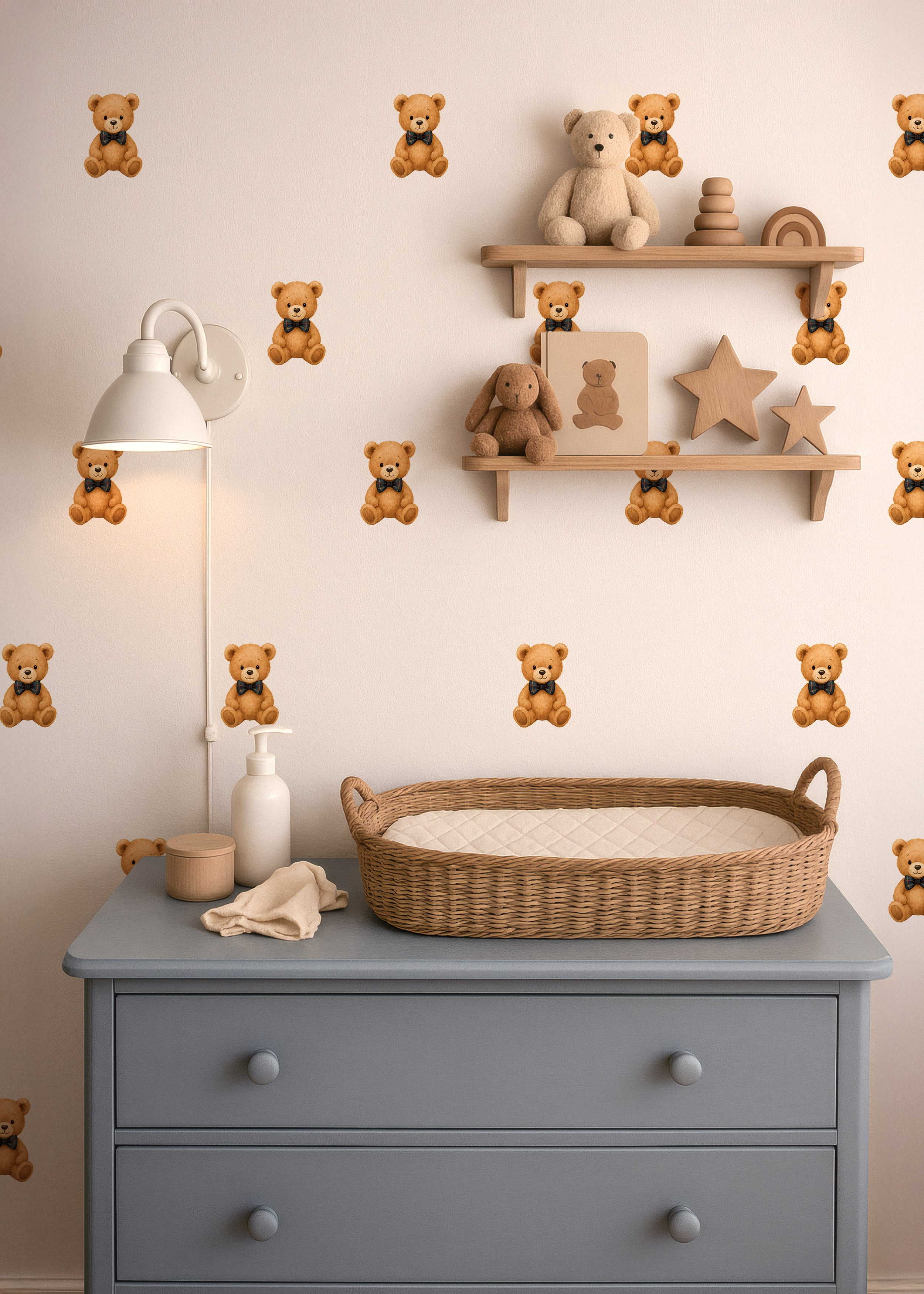 Plaid Bowtie Bear Wall Decals