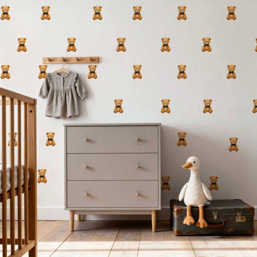 Plaid Bowtie Bear Wall Decals