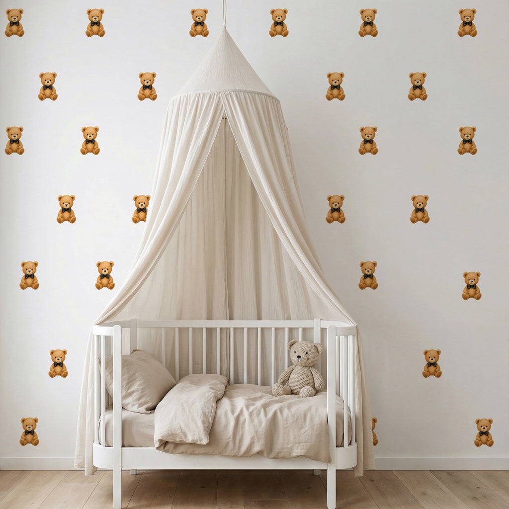 Plaid Bowtie Bear Wall Decals