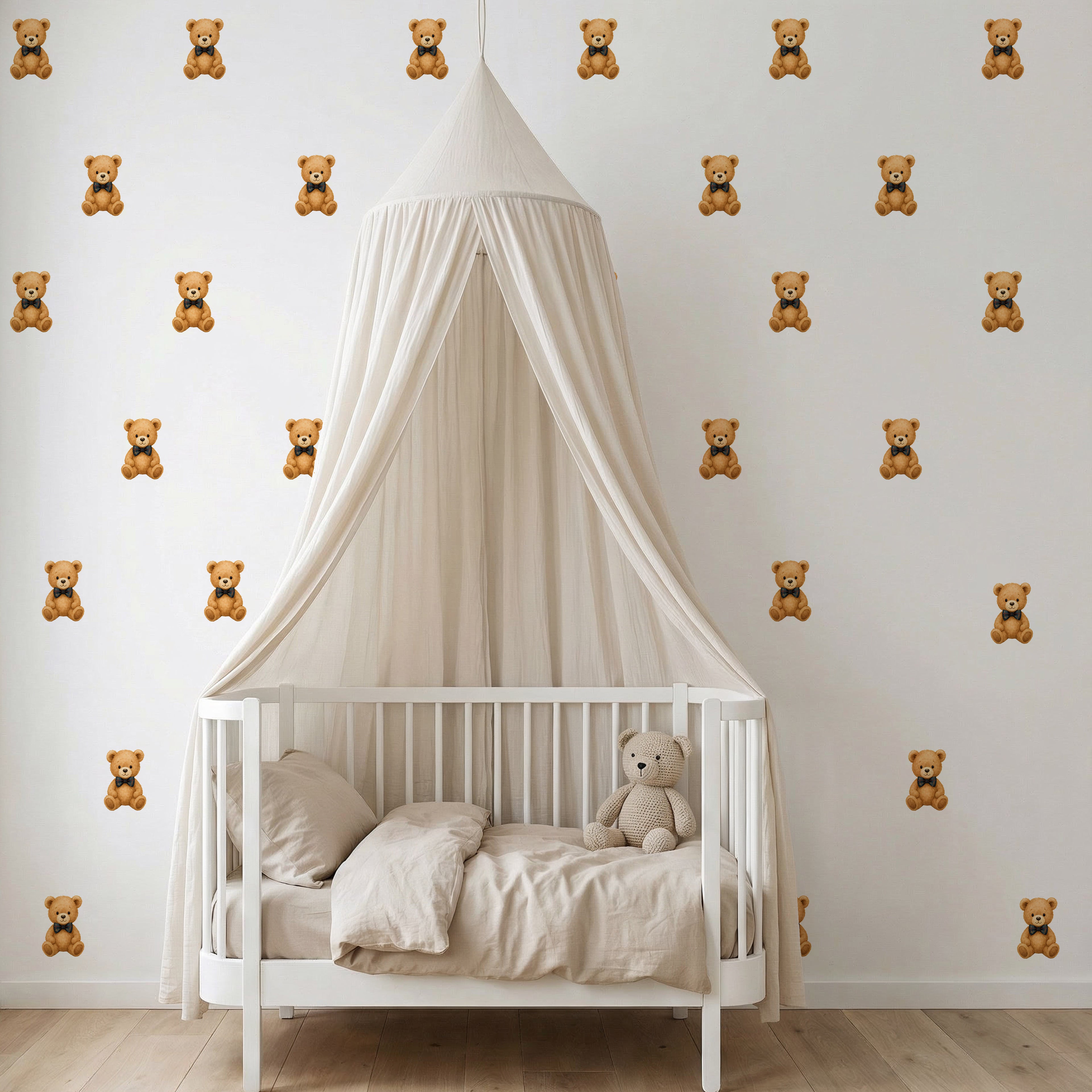 Plaid Bowtie Bear Wall Decals
