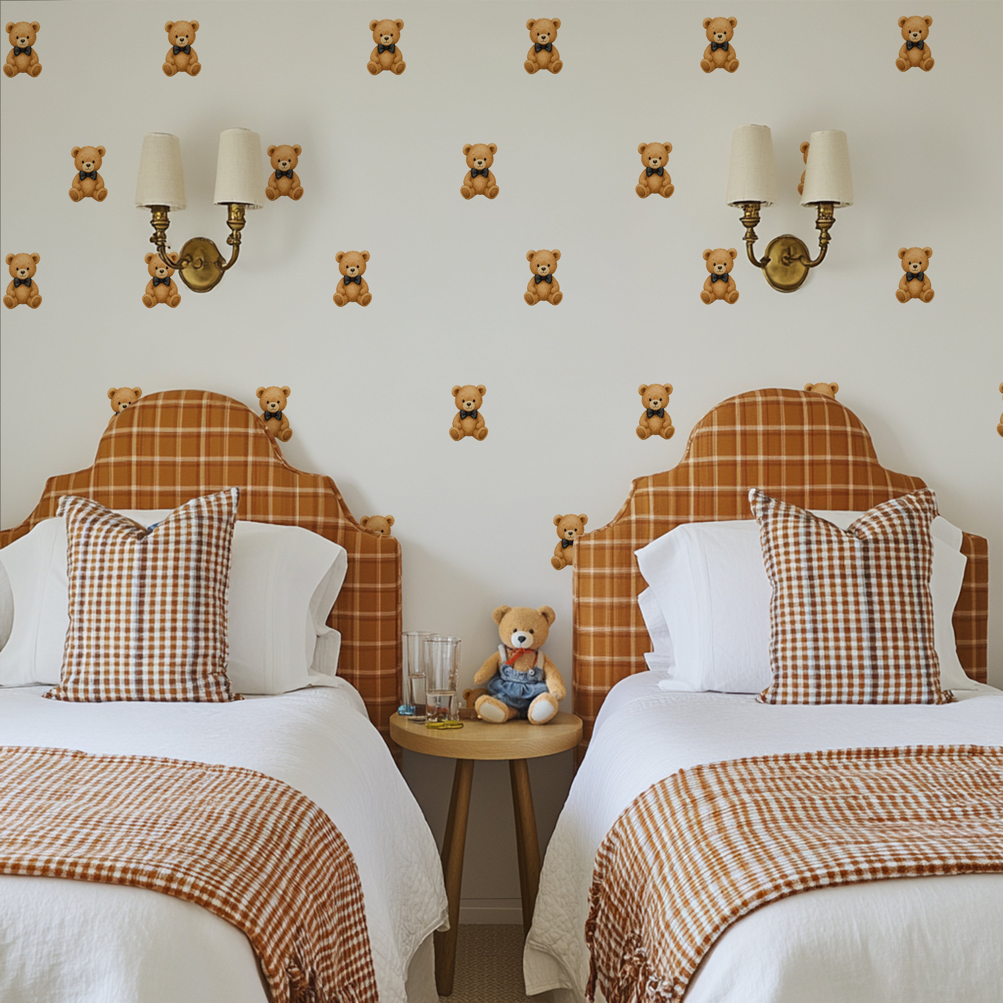Plaid Bowtie Bear Wall Decals