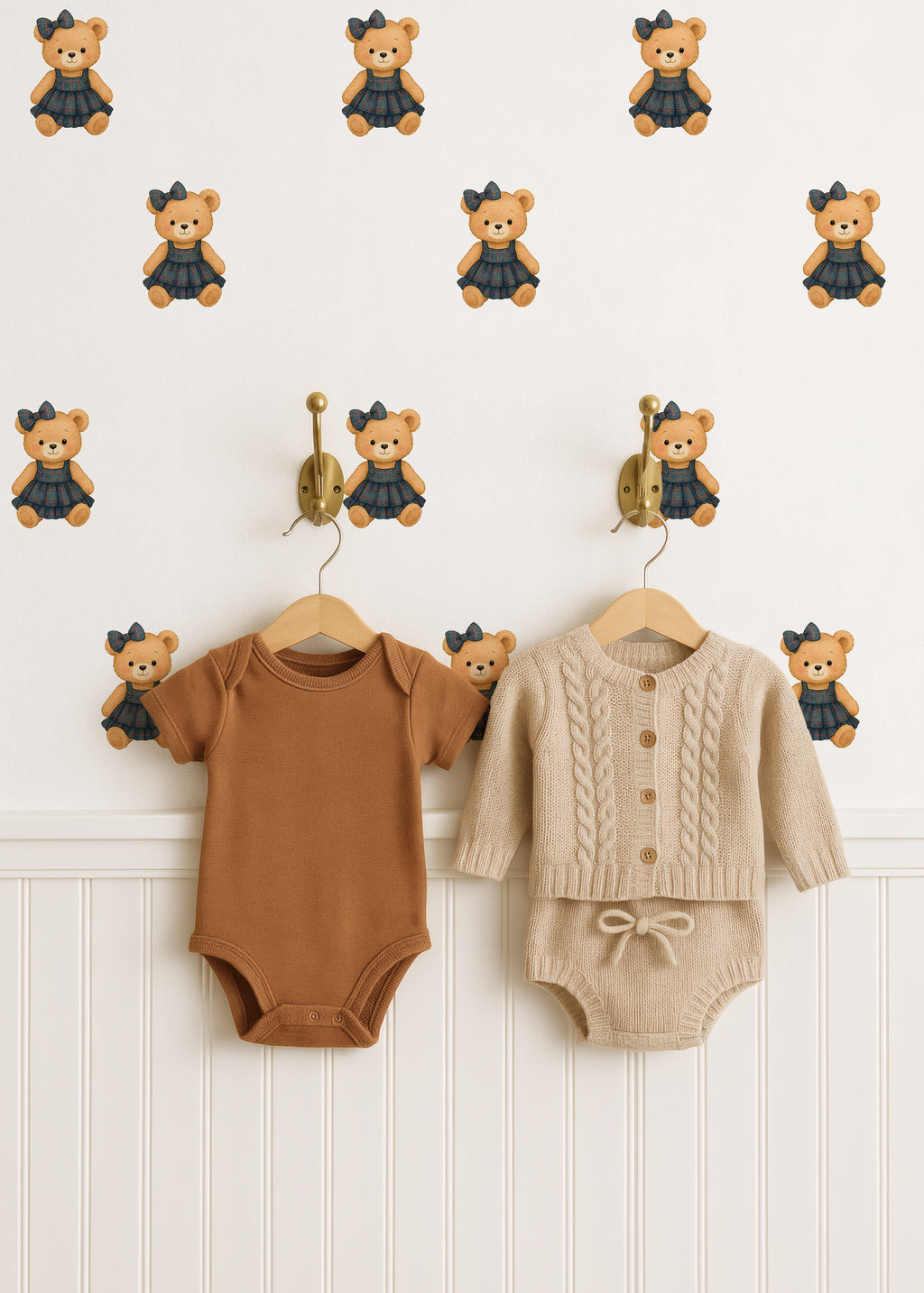 Plaid Dress Bear Wall Decals